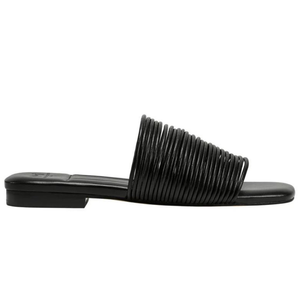 Marc Fisher Ltd Maddie Slide Sandal In Black Leather, Size 7
